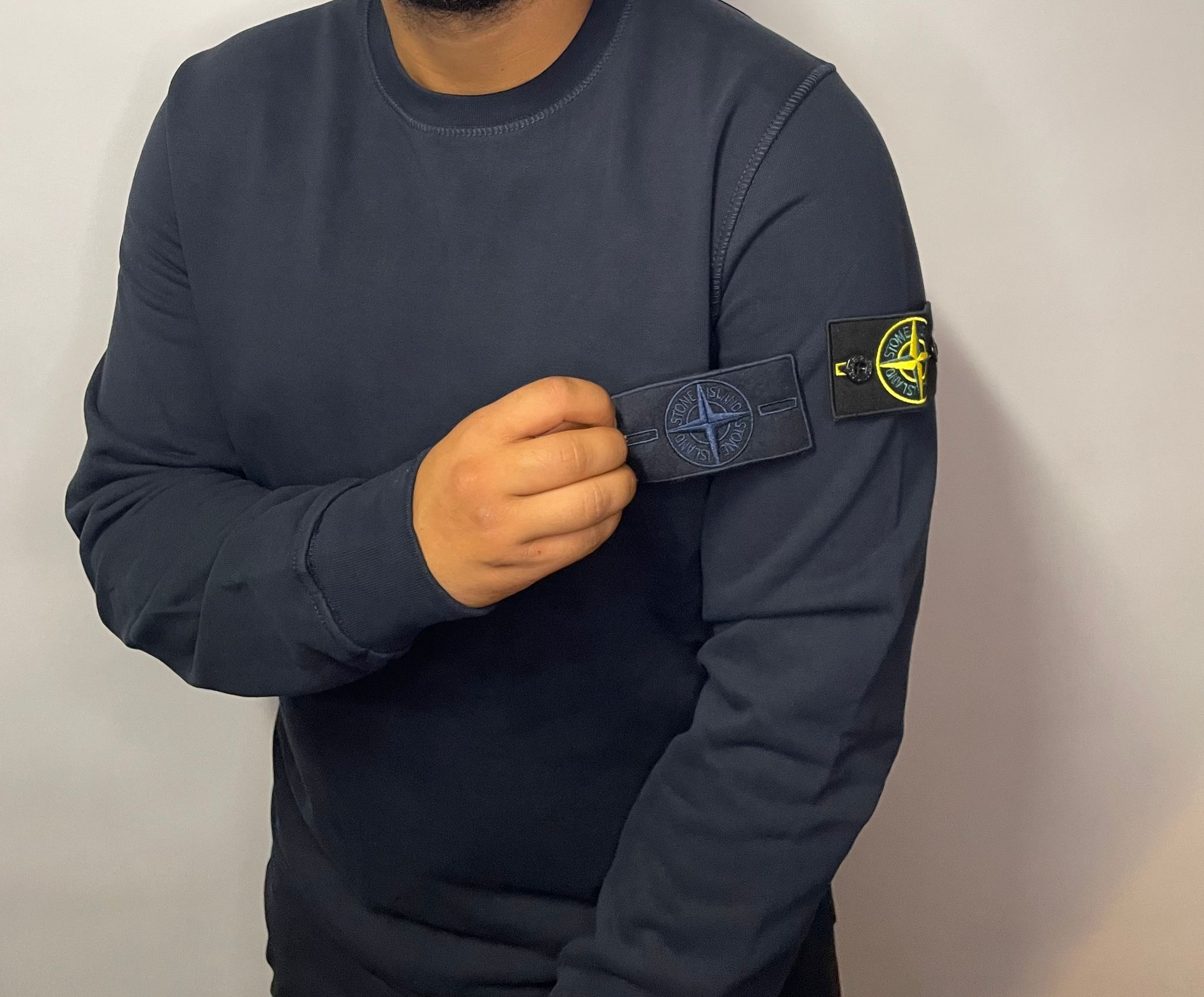 Stoned Island Sweater Dark Blue Double Logo