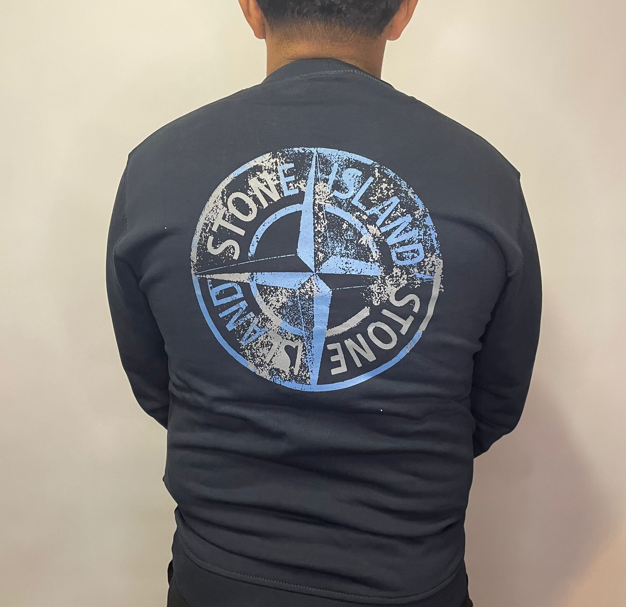 Stoned Island Sweater Backprint Dark Blue
