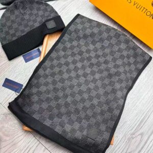 Louis Vuitton Sjaal + Muts Set Black