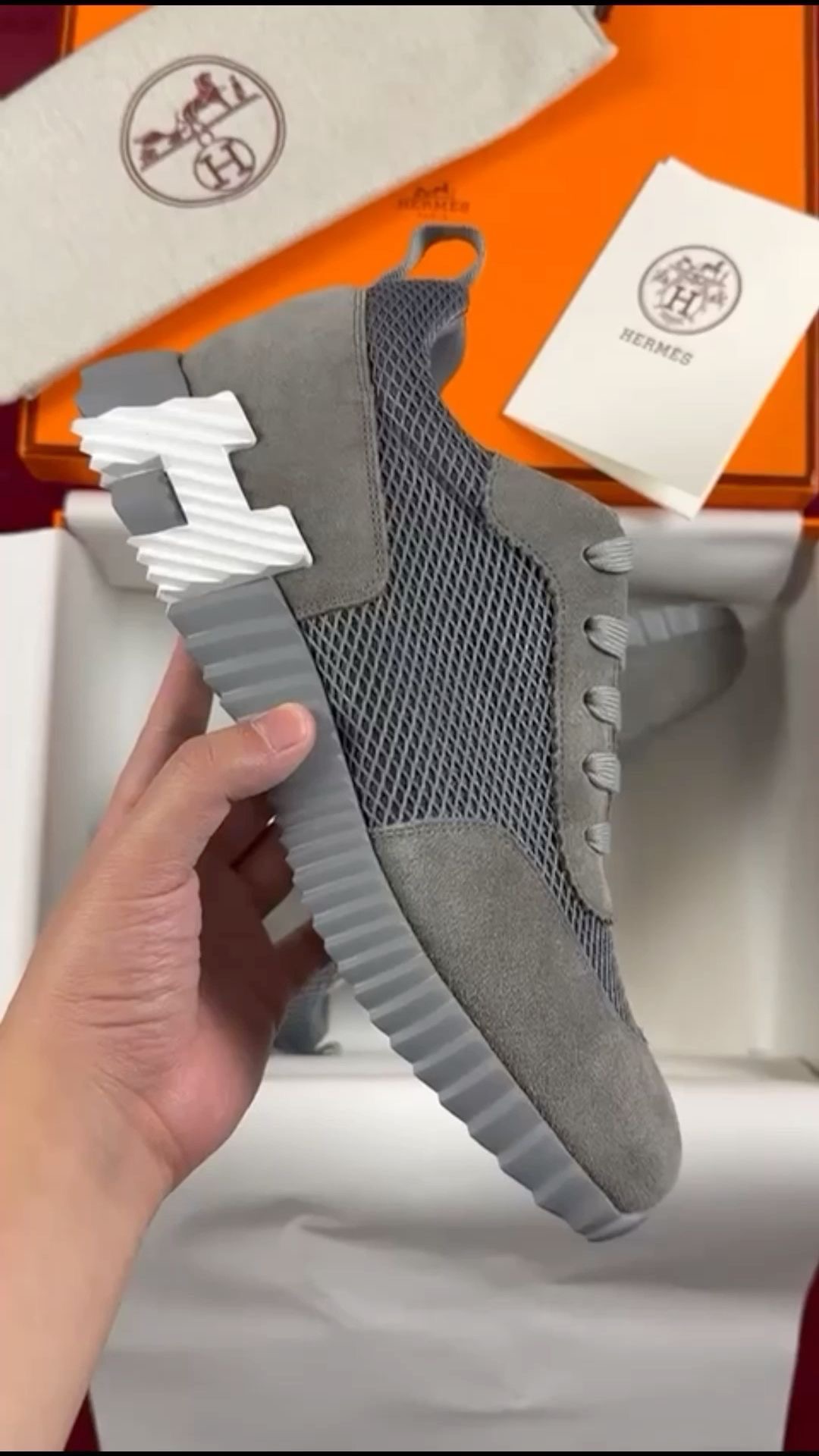 Hermes Bouncing Sneaker Grey White Logo